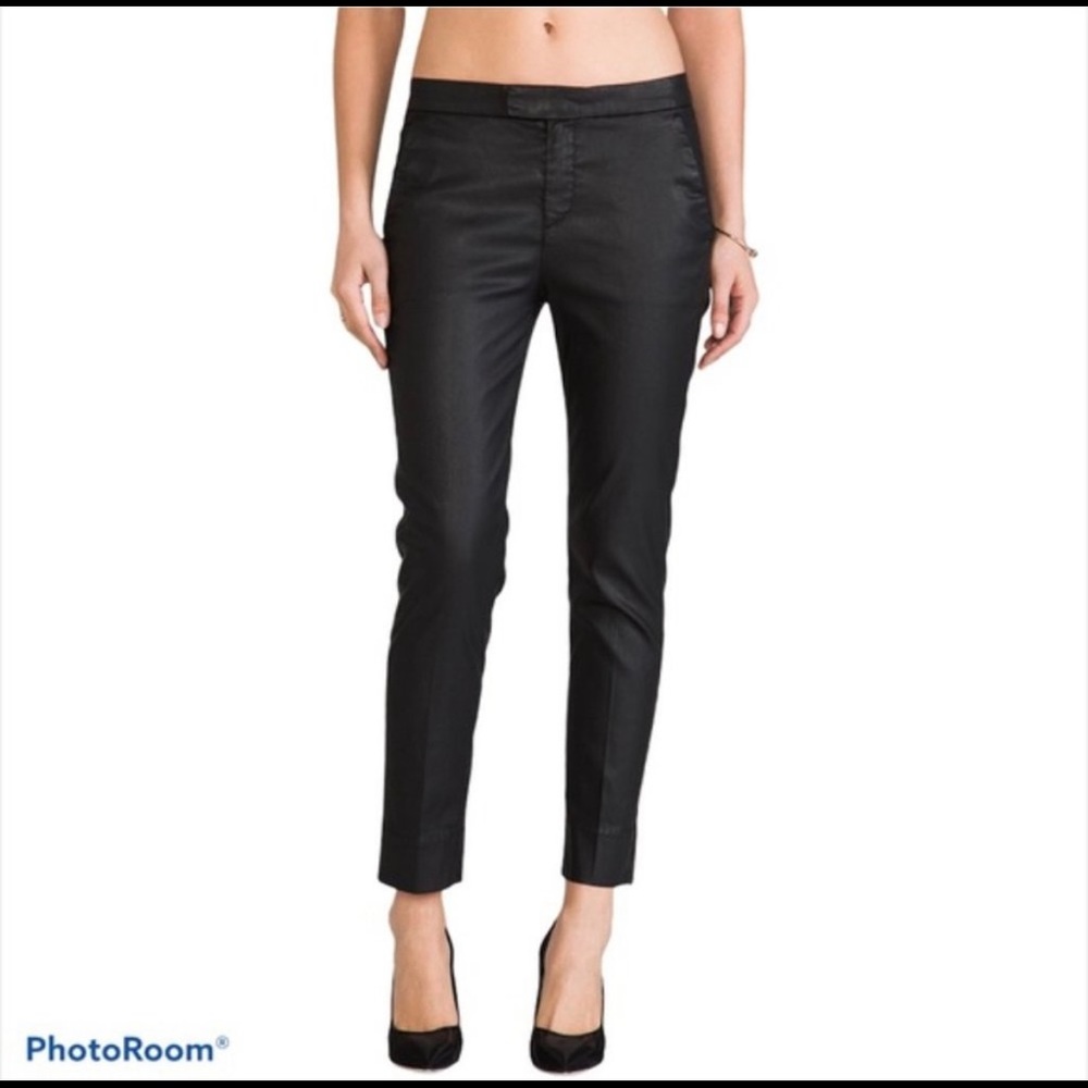 7 For All Mankind Coated Black Chino Slim Ankle Pant 27 NWT